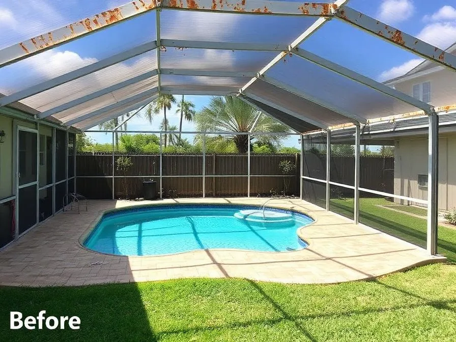 Pool screen enclosure cage over a backyard pool in Jacksonville, FL